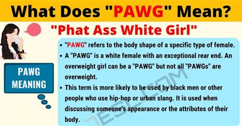 what does pawg stand for|PAWG (PHAT Ass White Girl): Meaning, Uses and Origin.